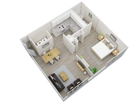 One-bedroom, one-bathroom. 529 square foot floor plan at Woodland Villas Apartments in Jasper, AL